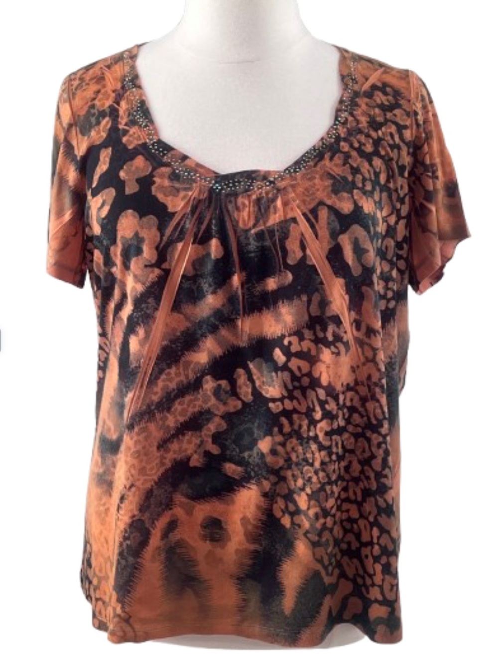Animal Print Short Sleeve Top
